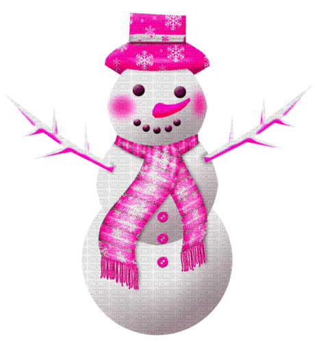 Snowman.White.Pink - 免费PNG