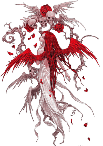 Goth Red Death Angel Skull - 免费PNG