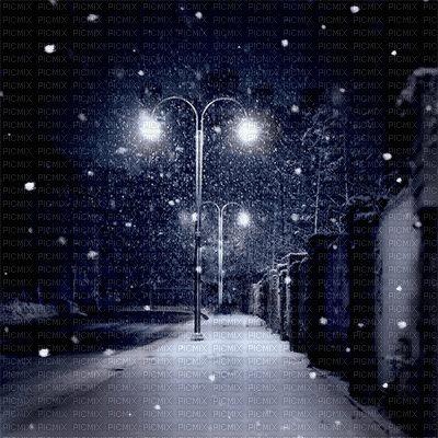 Paysage.Winter.Hiver.Night-Victoriabea - GIF เคลื่อนไหวฟรี