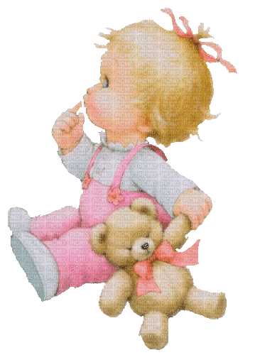 Baby, ros, weiß, Teddy, Mädchen - GIF animado grátis