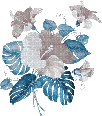 soave deco summer animated flowers tropical branch - Gratis animeret GIF