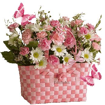 Fleurs.Flowers.basket.Pink.Victoriabea - Бесплатный анимированный гифка