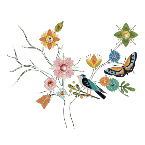 kikkapink summer bird flowers - фрее пнг