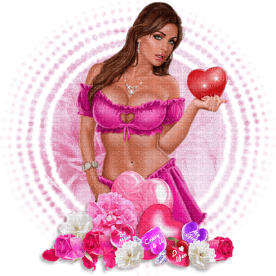 valentine valentin heart coeur femme woman frau beauty - PNG gratuit