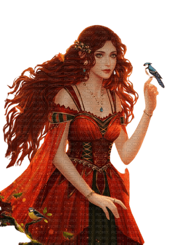 kikkapink autumn fantasy woman bird - kostenlos png