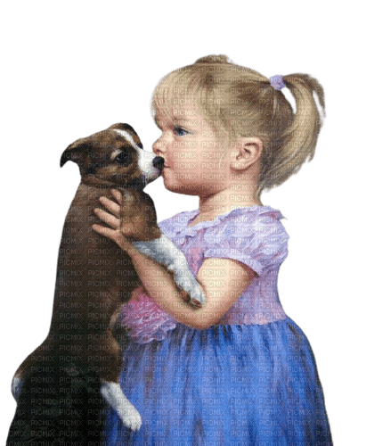 flicka och hund -barn---girl and dog --child - 免费PNG
