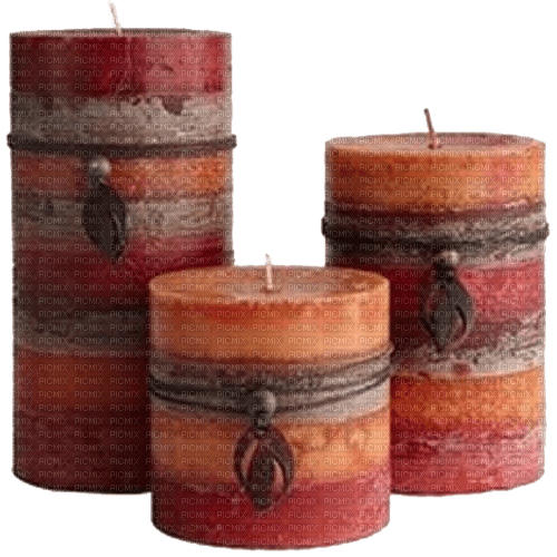 Drei Kerzen, Rot, Braun, Orange - Free PNG