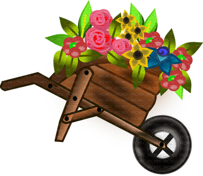 Kaz_Creations Wheel Barrow Flowers  Wheelbarrow - gratis png