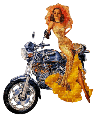 woman with motorbike bp - Free animated GIF