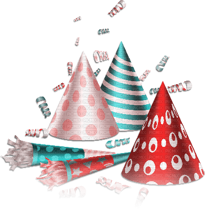 soave deco birthday hat pink teal red - PNG gratuit