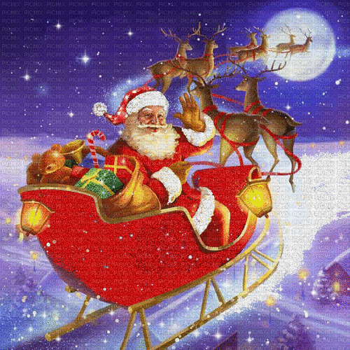 Santa Claus in sleigh, santa , claus , sleigh , snow , winter , christmas ,  background , bg , gif , glitter , animation , animated , vanessavalo - Free animated  GIF - PicMix