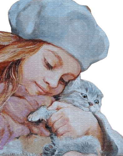 loly33 enfant chat aquarelle - безплатен png