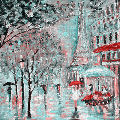 city rain animated painting vintage - Bezmaksas animēts GIF