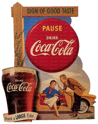 coca cola drink vintage retro femme woman frau summer ete tube text glass sign deco - PNG gratuit