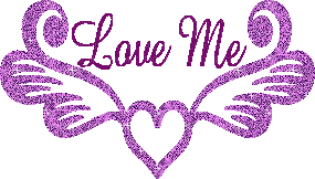 love me purple glitter heart - GIF animé gratuit