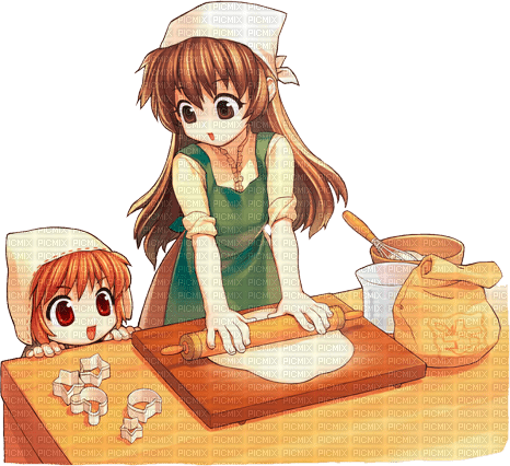 anime girl child woman cooking food - безплатен png