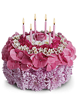 Kaz_Creations  Flowers Birthday Cake - zdarma png