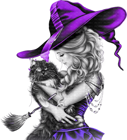 soave woman halloween witch cat fashion  black - 無料png