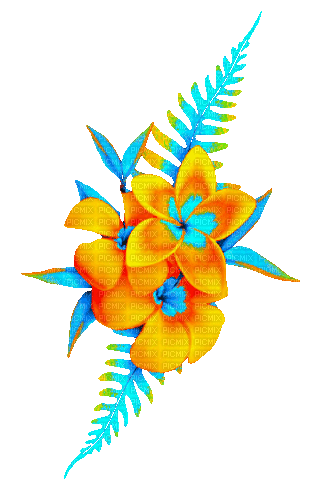 Animated.Flowers.Orange.Blue - By KittyKatLuv65 - Δωρεάν κινούμενο GIF