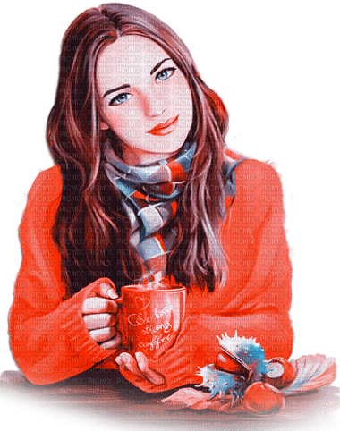 soave woman autumn leaves fashion coffee - zdarma png