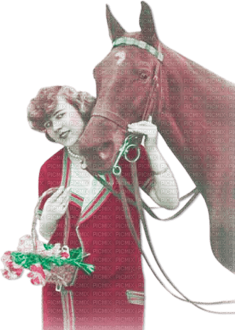 soave woman horse vintage pink green - gratis png