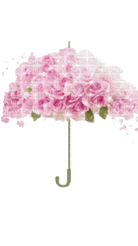 umbrella with pink roses - Бесплатный анимированный гифка