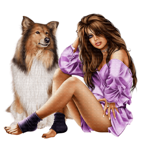woman with dog by nataliplus - png gratuito