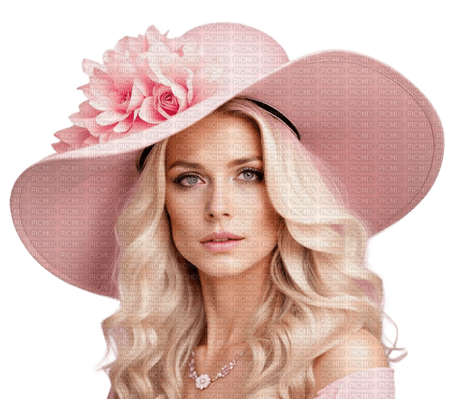 Woman in pink. Hat. Leila - png gratis