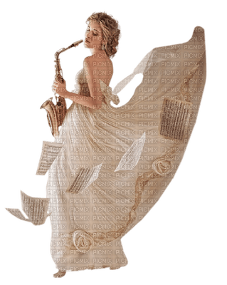 Woman Music Notes Beige - Bogusia - zdarma png