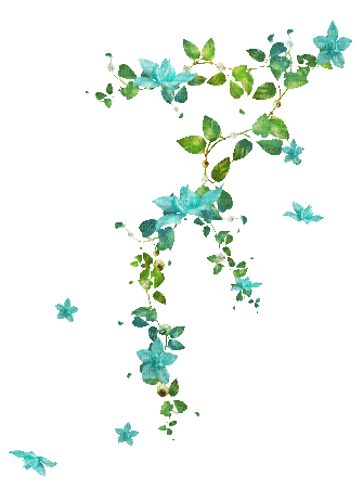 soave deco branch flowers animated blue green - GIF animate gratis