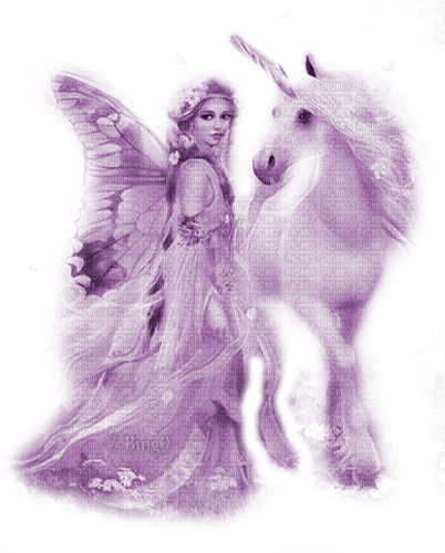 Y.A.M._Fantasy fairy unicorn purple - Free PNG