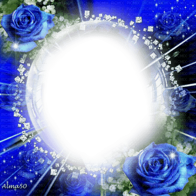 Frame blue roses - zadarmo png