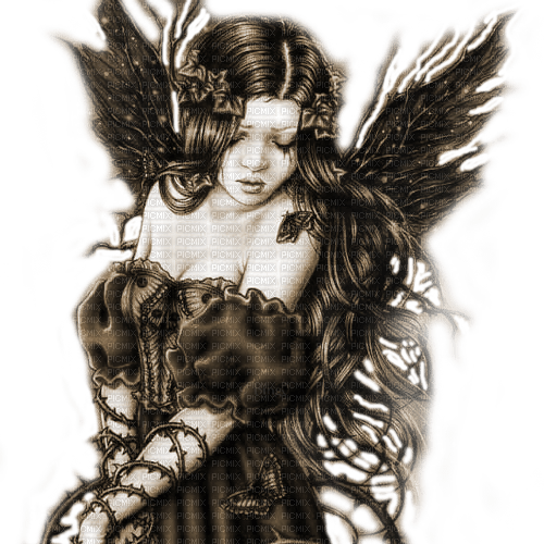 Y.A.M._Gothic fantasy angel sepia - besplatni png
