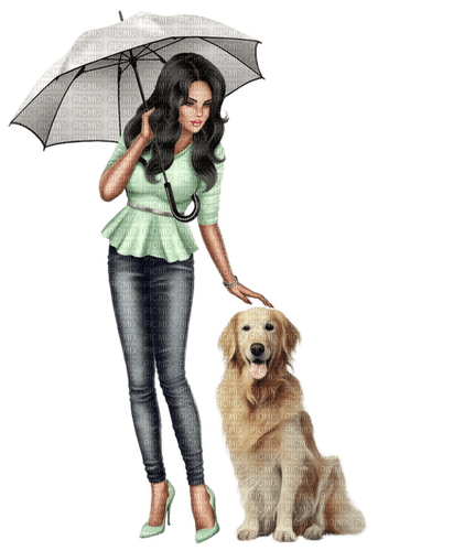 Femme avec un chien - bezmaksas png