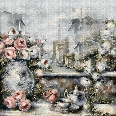 fondo flores paisaje gif dubravka4 - Free animated GIF