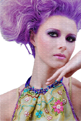 Kaz_Creations Woman Femme Purple Hair - Gratis geanimeerde GIF