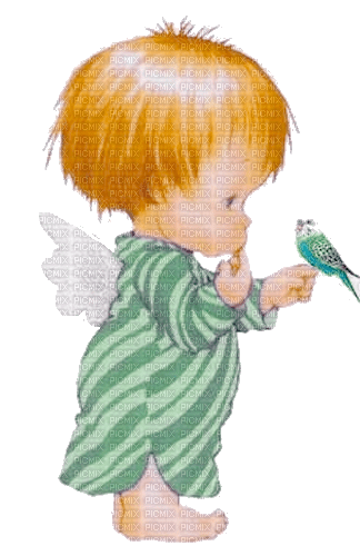 Angel Boy and Budgie - PNG gratuit