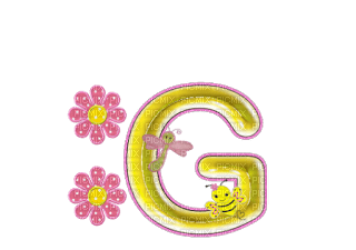 Kaz_Creations Alphabets Flowers-Bee Letter G - zadarmo png