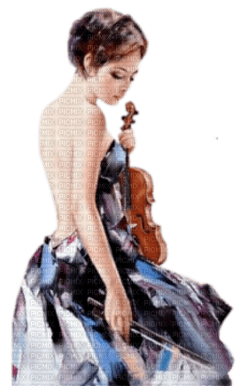 loly33 femme violon aquarelle - PNG gratuit