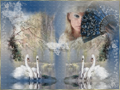 femme et paysage - Δωρεάν κινούμενο GIF