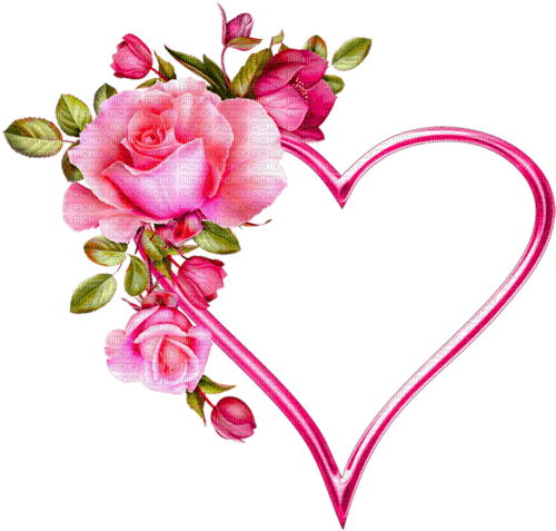 Roses.Heart.Frame.Pink - besplatni png