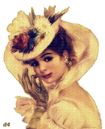 dama  sombrero flores gif  dubravka4 - GIF animé gratuit