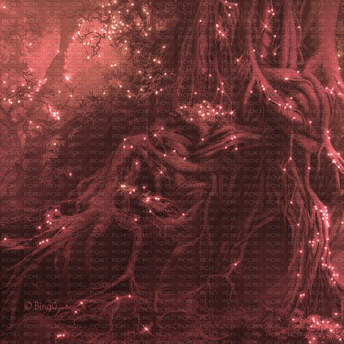 Y.A.M._Fantasy forest background red - Безплатен анимиран GIF