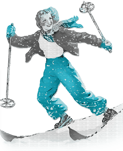 soave woman vintage winter christmas ski sport - gratis png