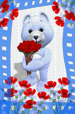ani-nalle-blommor - Ingyenes animált GIF