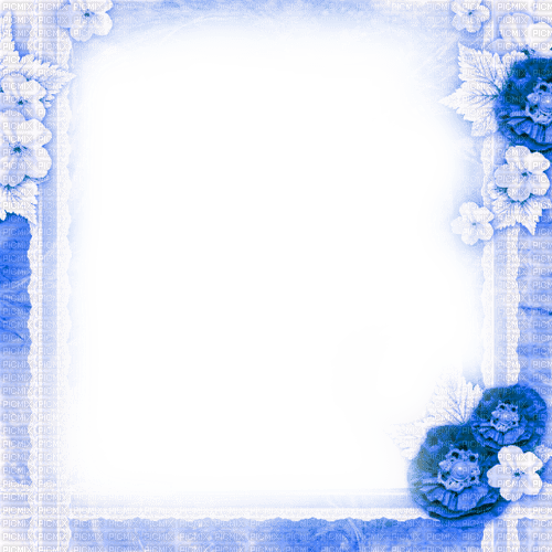 Blue Flowers Frame - By KittyKatLuv65 - png ฟรี