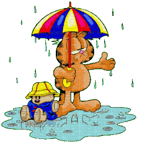 Kaz_Creations Garfield Animated Umbrella - Gratis geanimeerde GIF