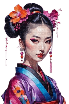asian woman pink blue purple - kostenlos png