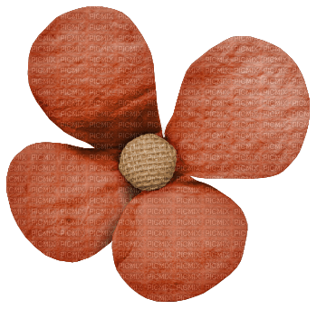 Flower Blume Burlap Button Knopf orange brown - gratis png