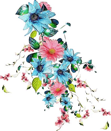 Animated Flowers.Pink.Blue - By KittyKatLuv65 - Animovaný GIF zadarmo